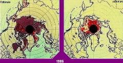 Variazione della calotta Artica da febbraio a settembre-Anno 1986